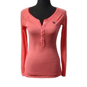 Abercrombie Pink Button Up Long Sleeve Tee XL